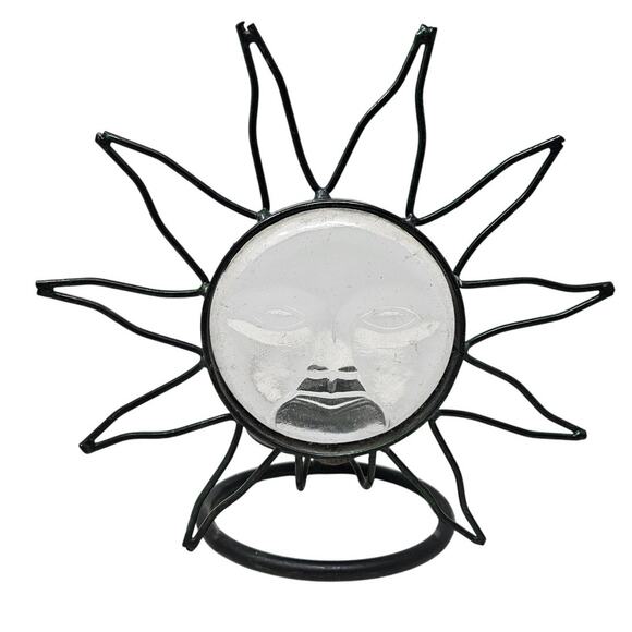Vintage Y2K Glass Celestial Sun Candle Holder Whimsygoth Witchy Goth Star - Picture 1 of 4